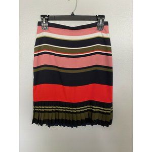 Ann Taylor Women Striped Pleated Multicolor Casual Skirt Sz 8